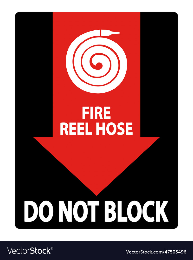 Fire reel hose do not block sign isolate on white