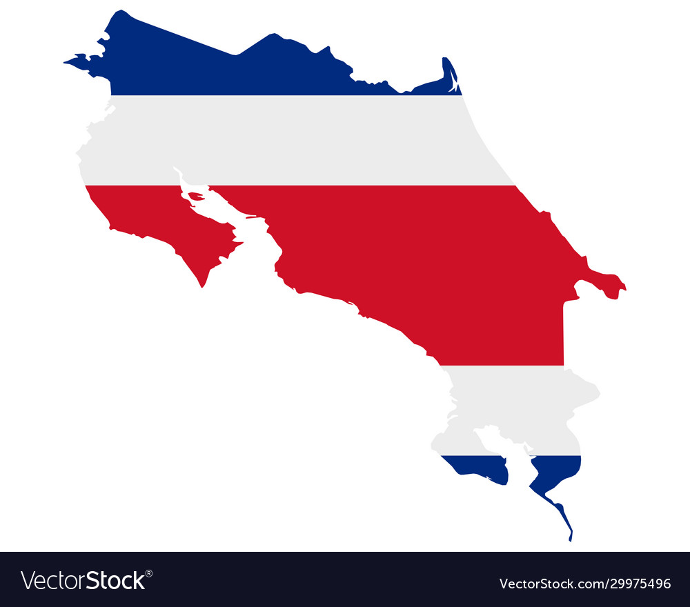 Costa Rica Map And Flag Flag in map costa rica Royalty Free Vector Image