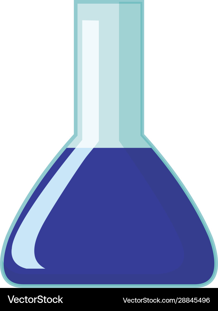Flask with blue liquid inside Royalty Free Vector Image