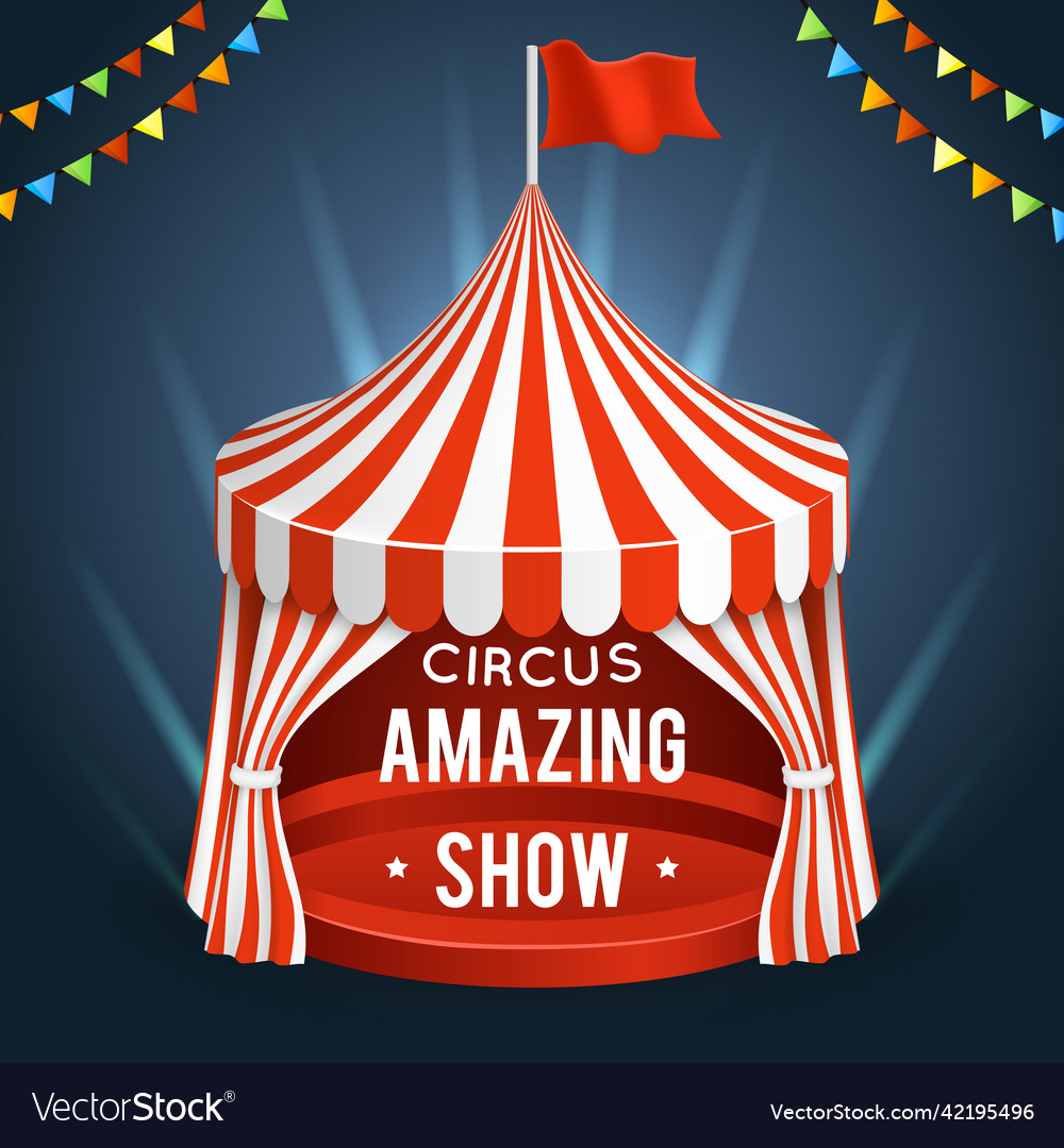 Funfair circus poster with tent Royalty Free Vector Image