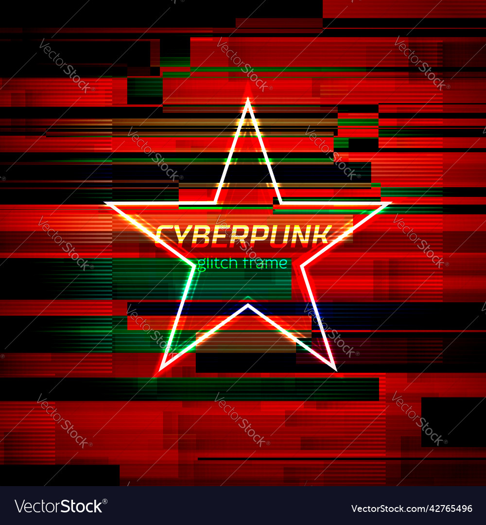 Glitch cyberpunk frame with technology error vector image Glitch cyberpunk frame with technology error