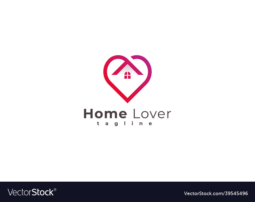 Heart shape love home red colour simple logo Vector Image