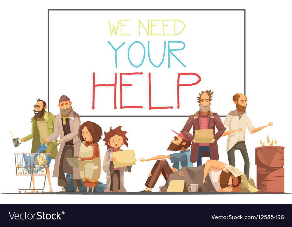 Homeless People Cartoon Style Royalty Free Vector Image