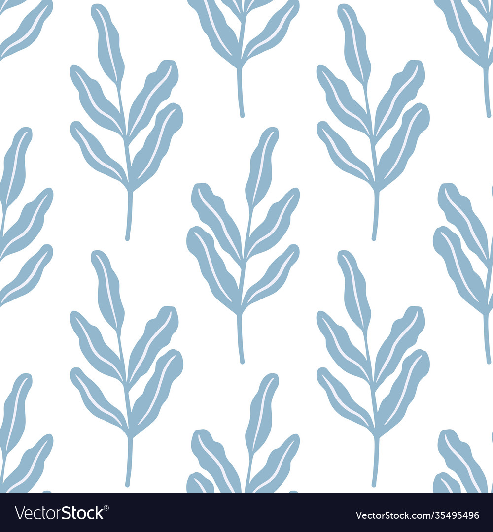 Isolated seamless pattern with doodle simple leaf vector image Isolated seamless pattern with doodle simple leaf