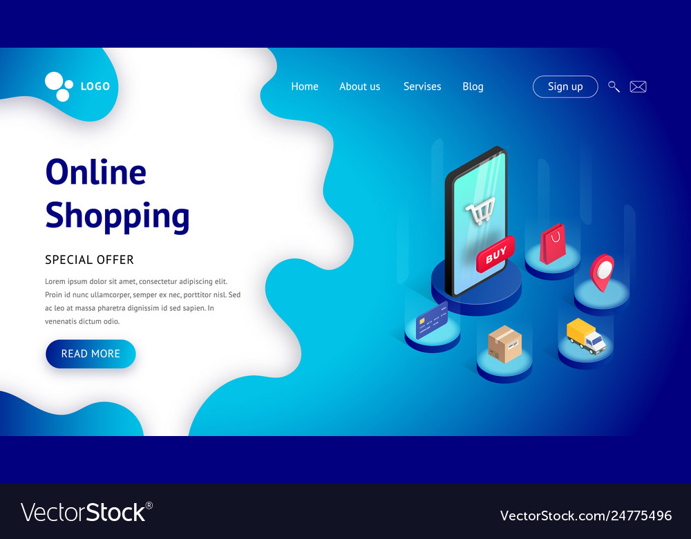 Landing page template isometric