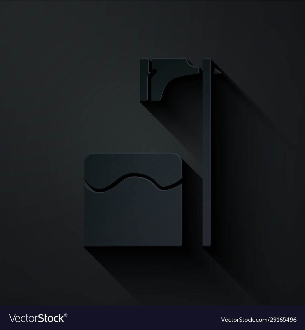 Paper cut executioner axe in tree block icon vector image Paper cut executioner axe in tree block icon