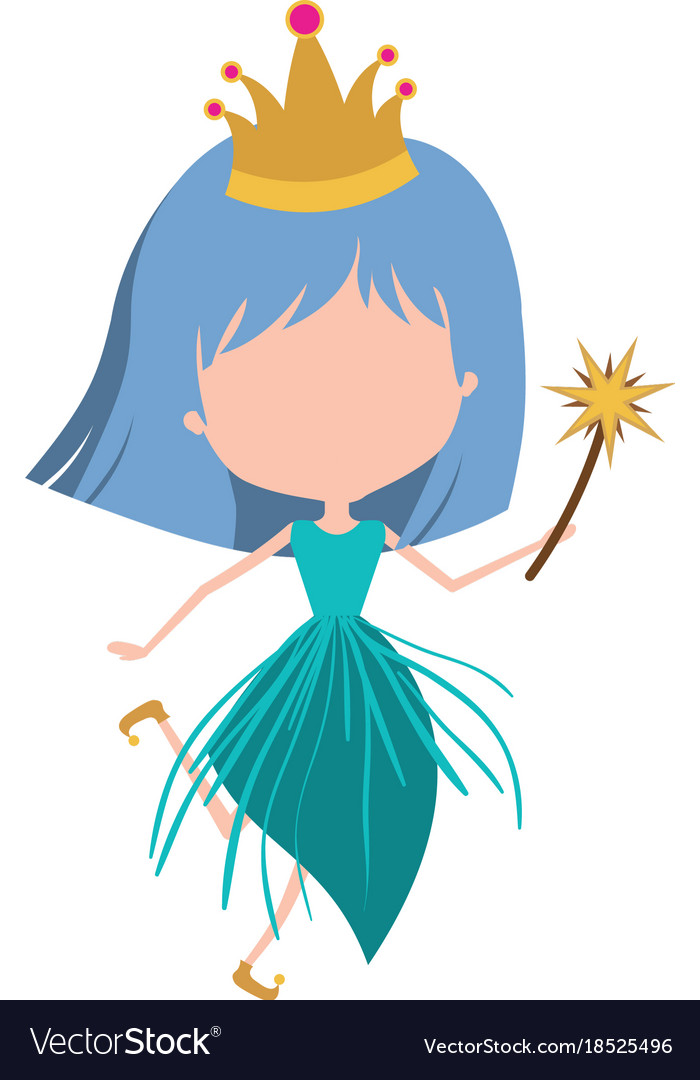 Princess fairy without face and crown magic