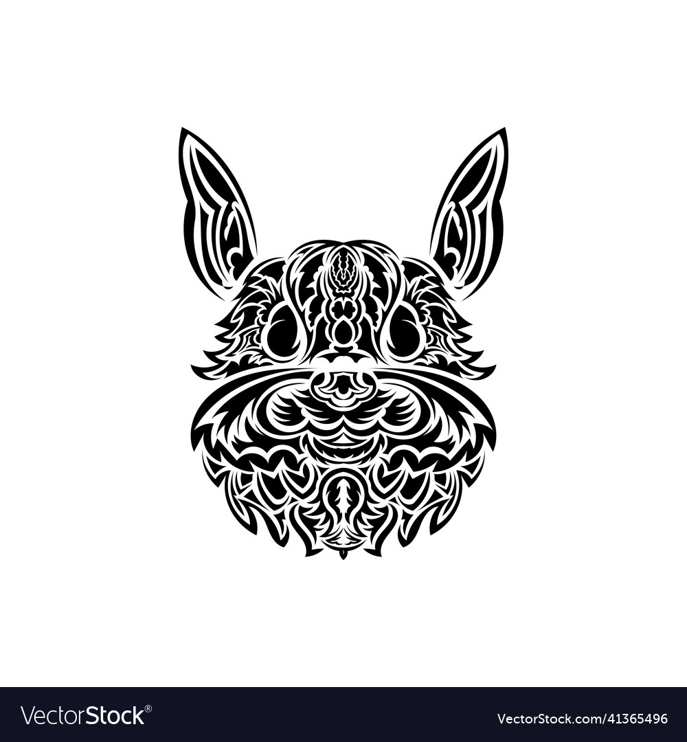 Rabbit head in polynesian style isolated symbol vector image Rabbit head in polynesian style isolated symbol