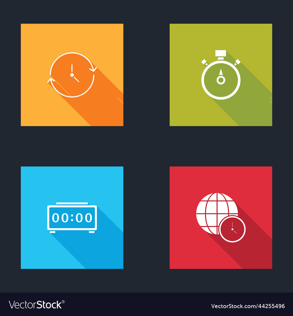 Set clock stopwatch digital alarm clock Royalty Free Vector