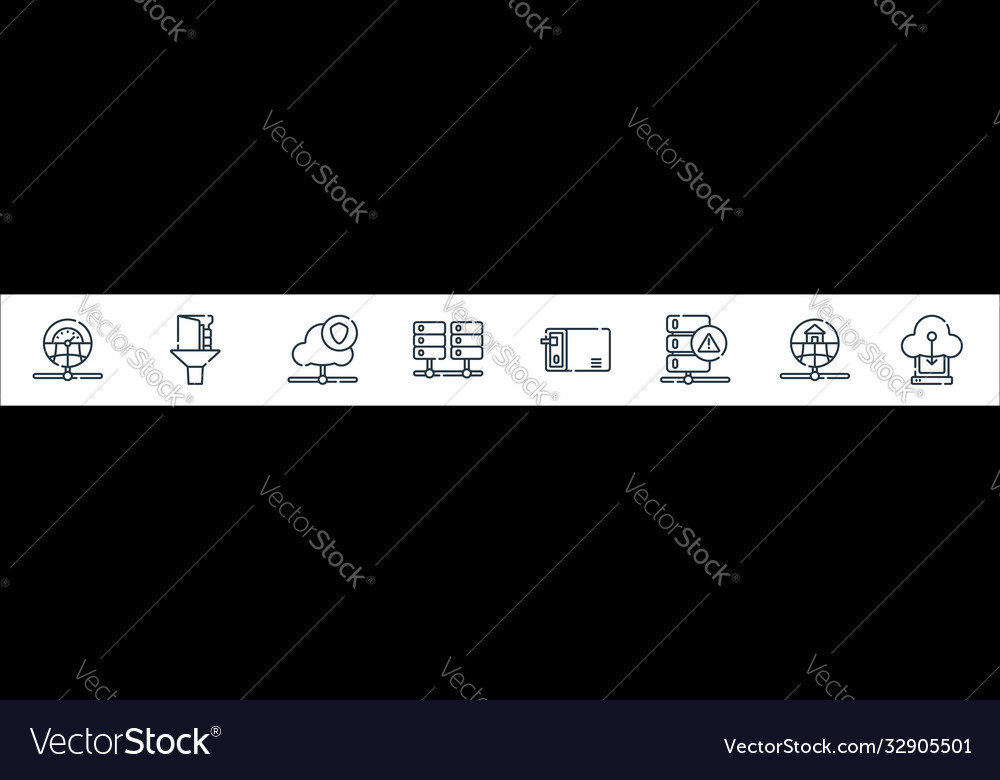 Database and servers line icons linear set vector image Database and servers line icons linear set