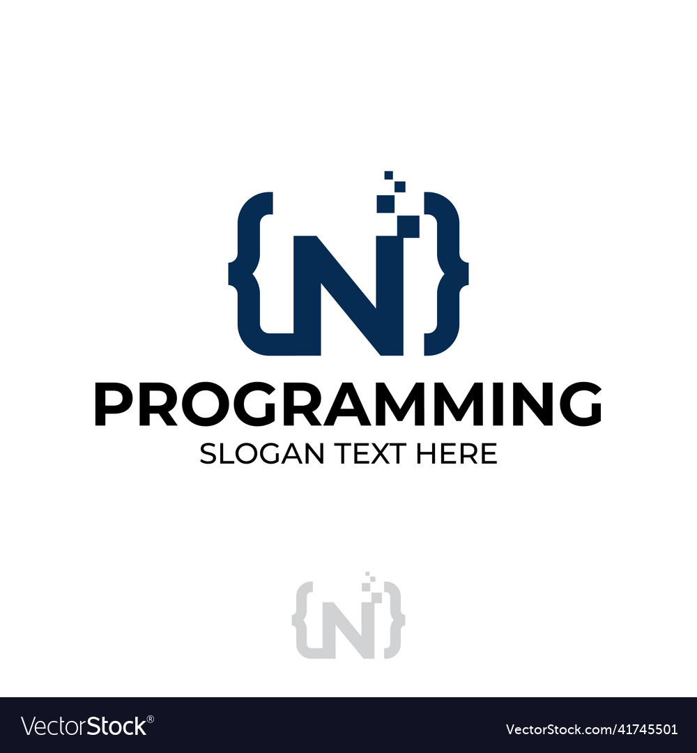 Digital code logo with letter n design coding