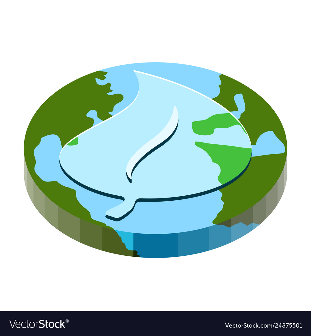 Earth with a 3d flat shape and leaf icon