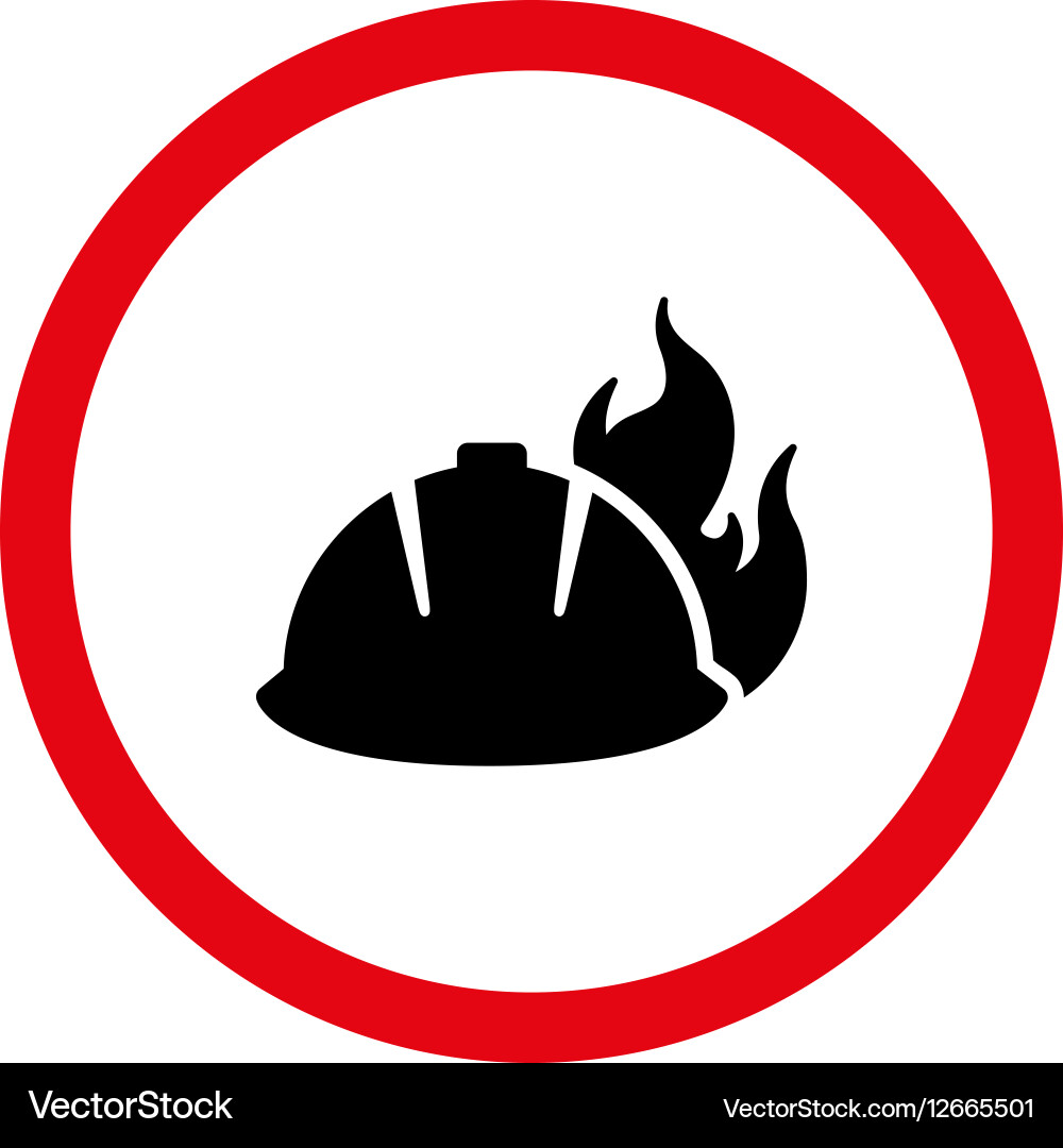 Fire helmet flat rounded icon Royalty Free Vector Image