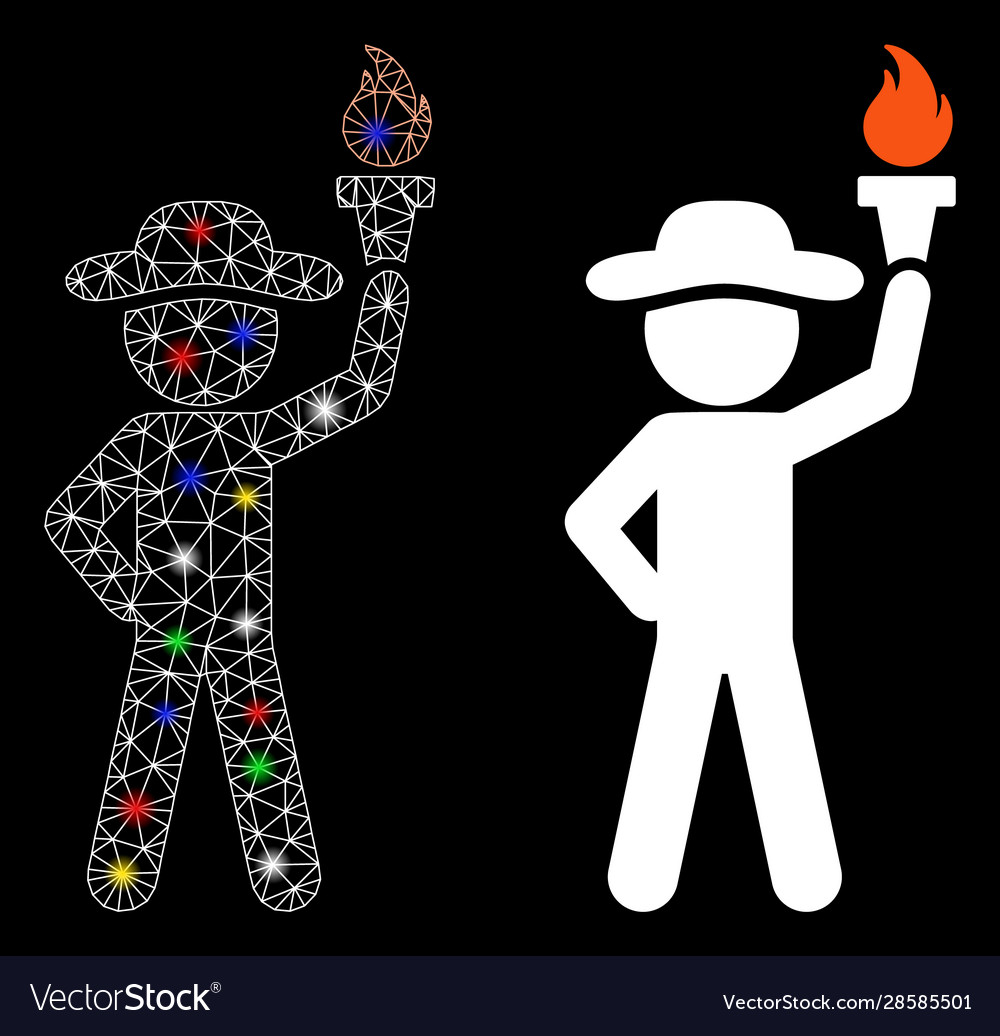 Flare mesh wire frame gentleman with freedom torch vector image Flare mesh wire frame gentleman with freedom torch