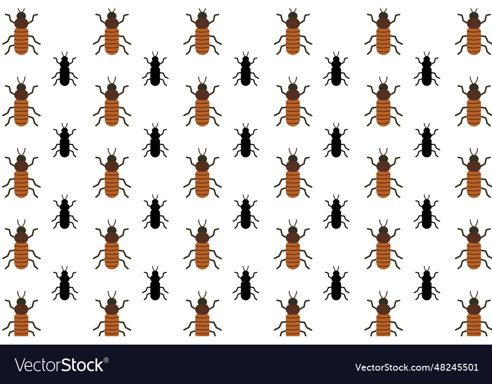 Flat roach insect pattern background vector image Flat roach insect pattern background
