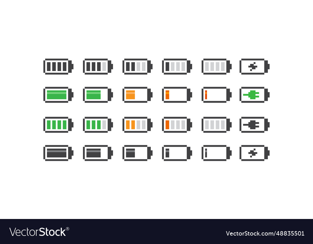 Gadget battery level icons in retro style