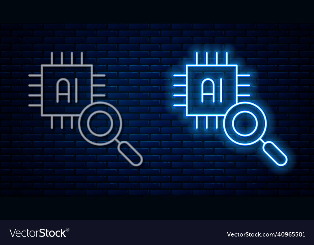 Glowing neon line computer processor