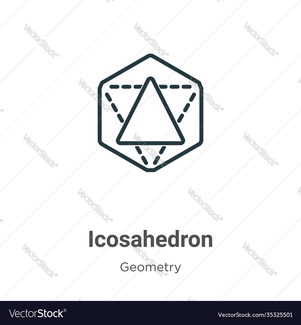 Icosahedron Umriss Symbol dünne Linie schwarz