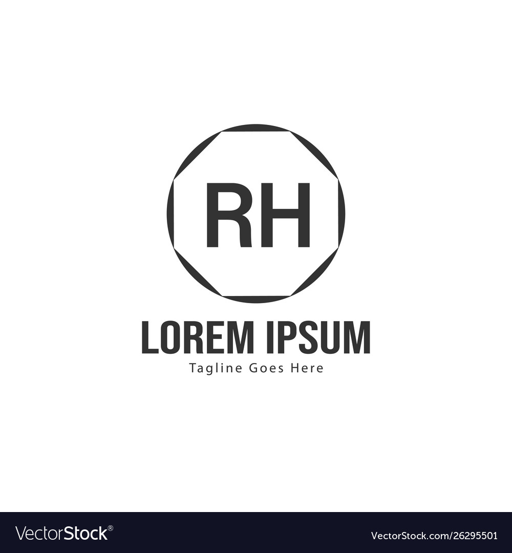 Initial rh logo template with modern frame