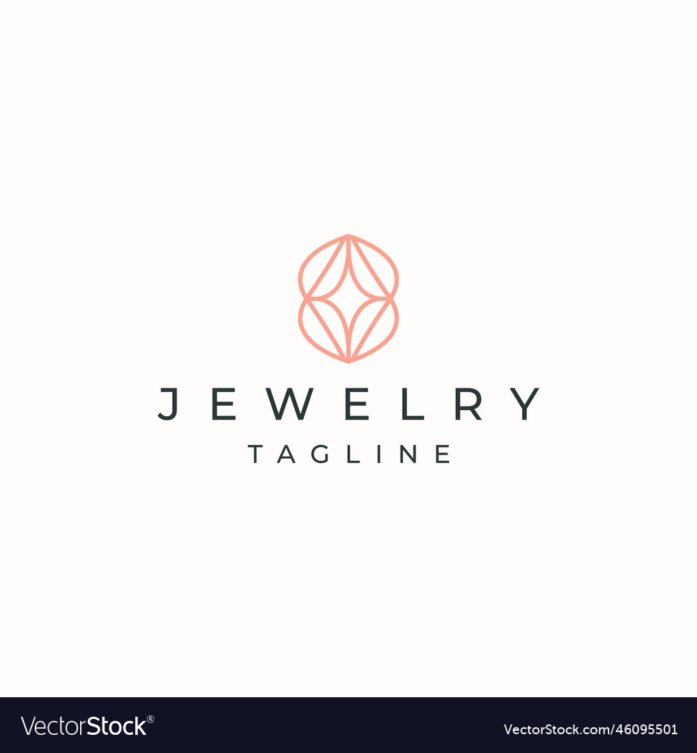 Luxurious jewelry with line art style logo icon