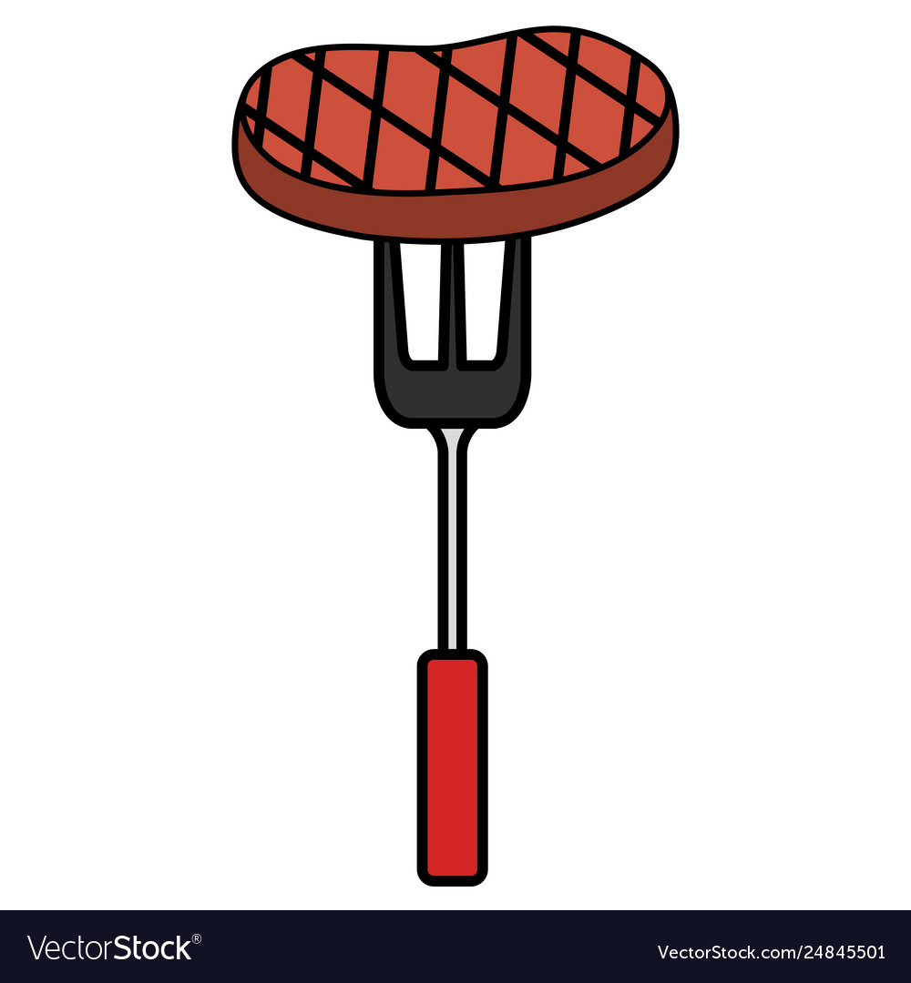 Meat beef in fork Royalty Free Vector Image VectorStock