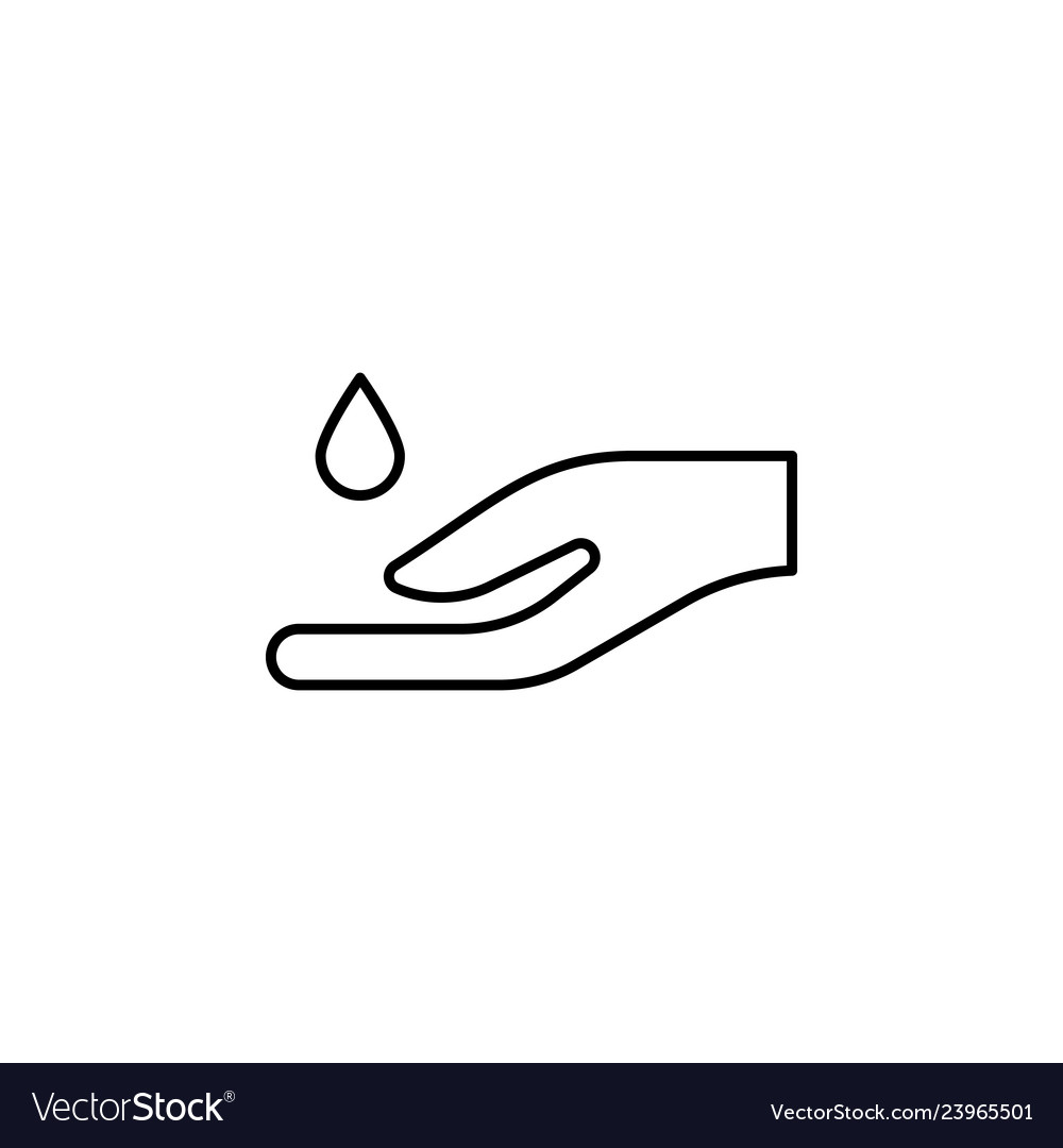 Oil drop for spa hand outline icon signs