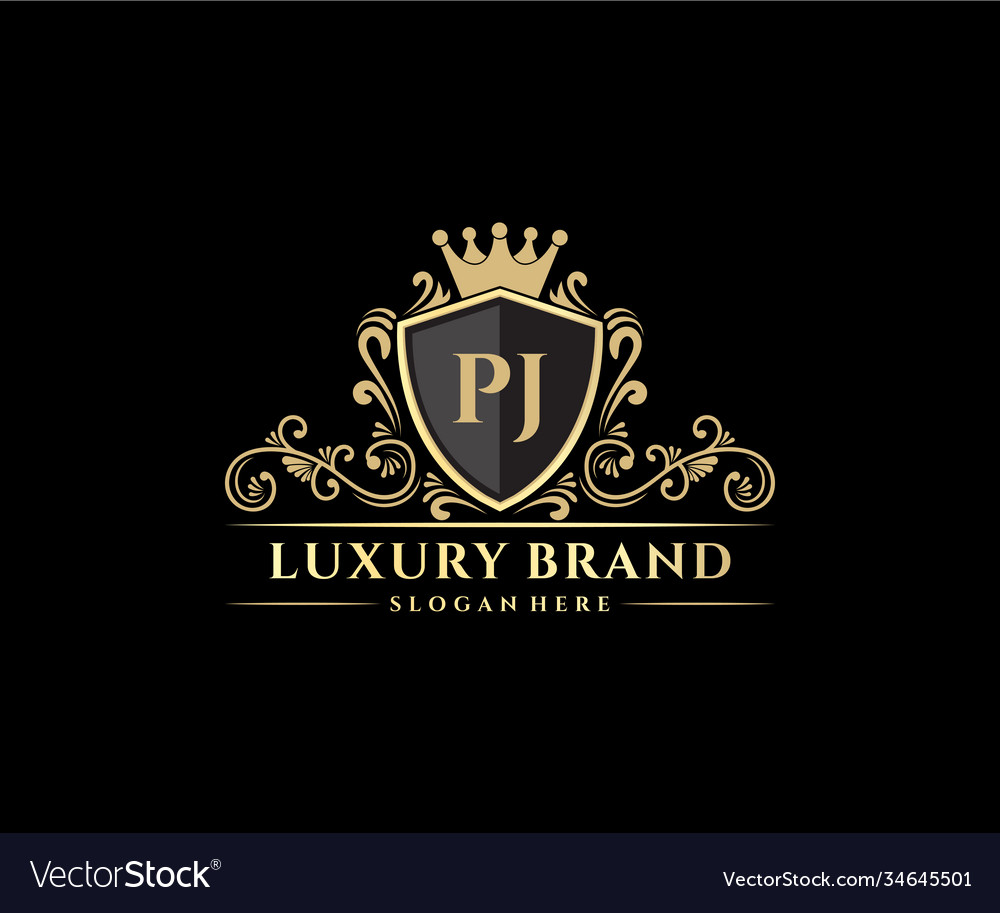 Pj initial letter gold calligraphic feminine Vector Image