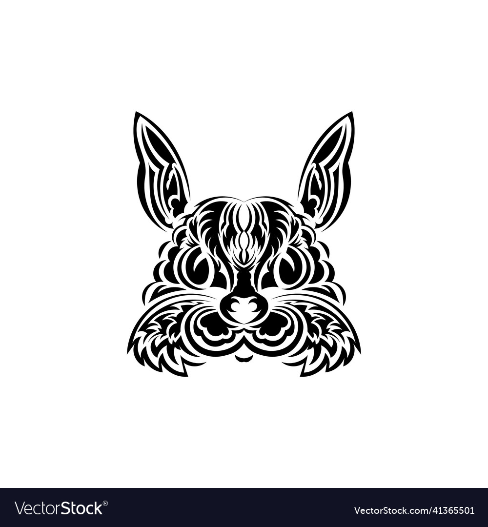 Rabbit head in polynesian style isolated symbol vector image Rabbit head in polynesian style isolated symbol