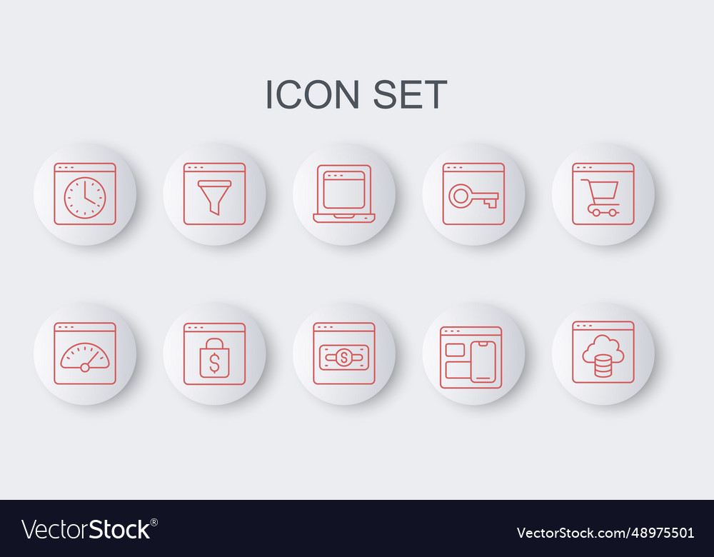 Set line cloud technology data transfer digital vector image Set line cloud technology data transfer digital