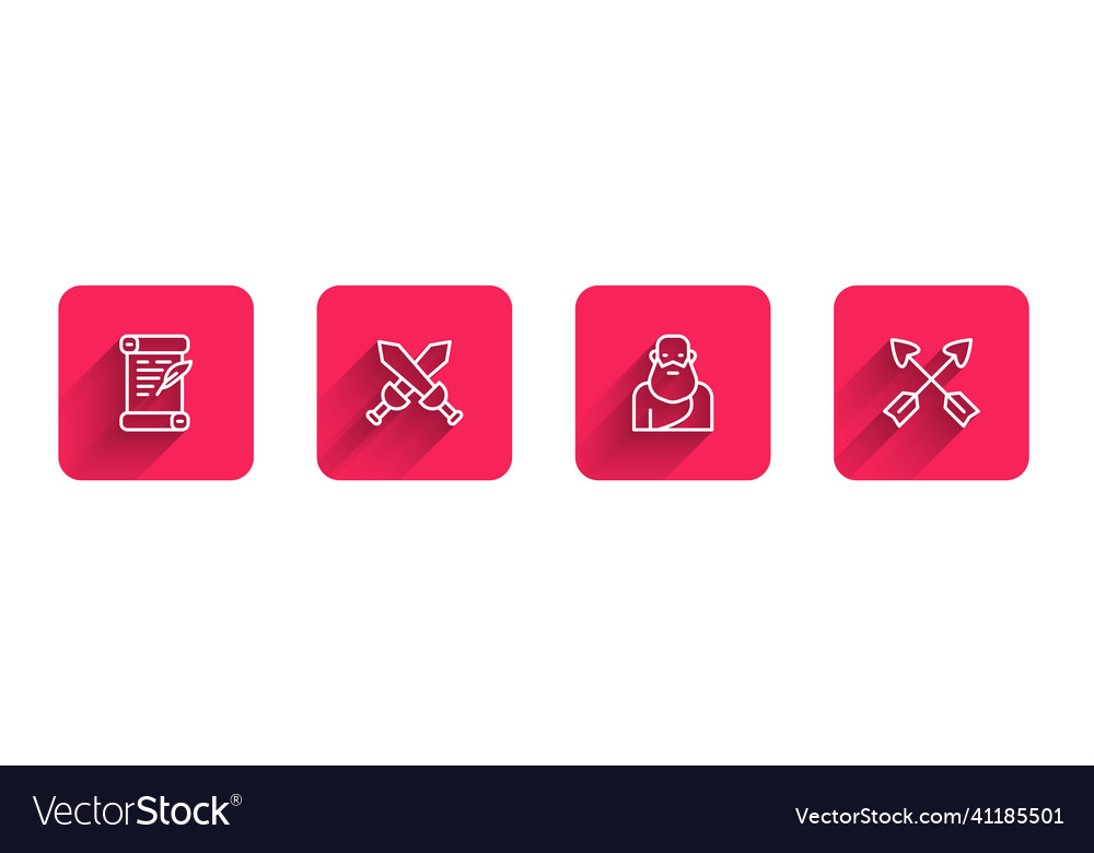 Set line decree parchment scroll crossed vector image Set line decree parchment scroll crossed