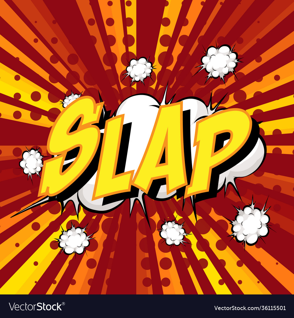 Slap wording comic speech bubble on burst Vector Image