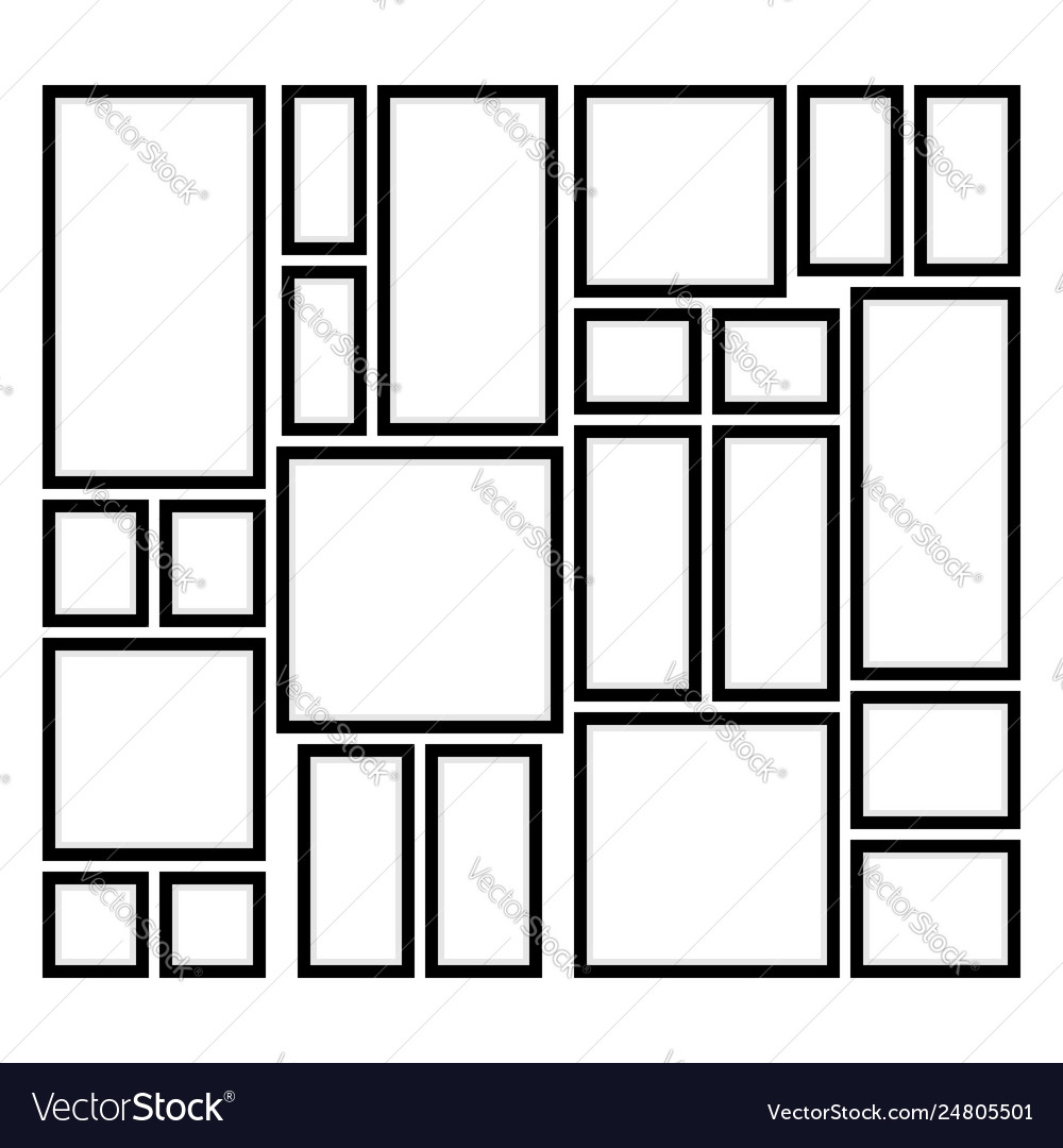 Square and rectangular frames on wall vector image Square and rectangular frames on wall