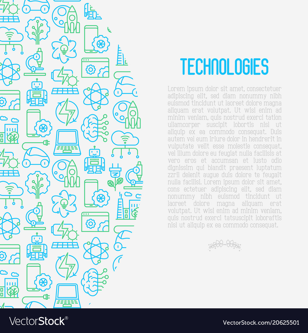 Technologies concept with thin line icons vector image Technologies concept with thin line icons