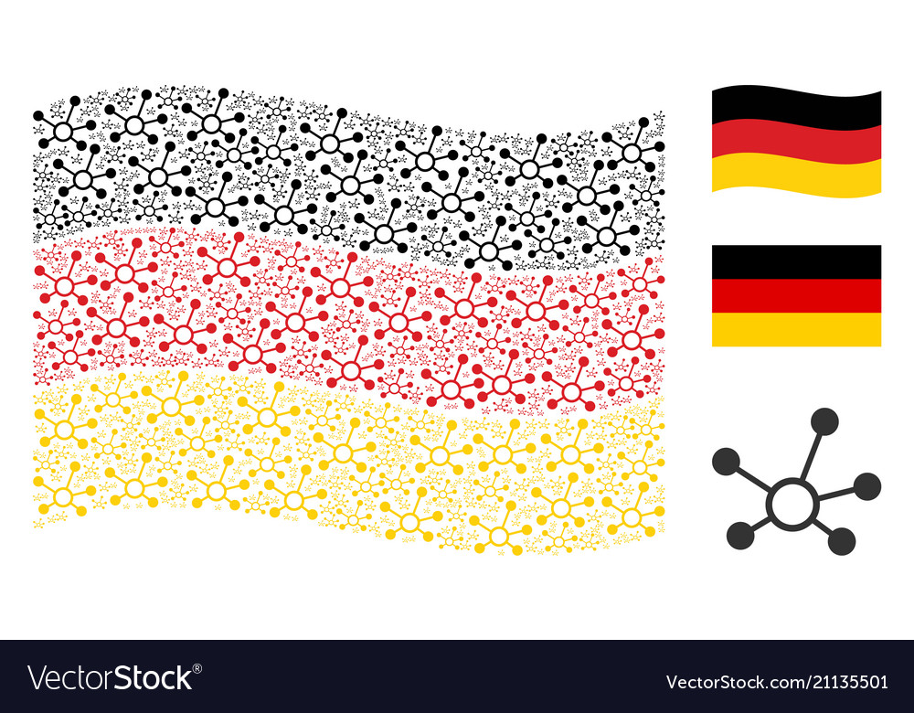 Waving german flag pattern of connection links vector image Waving german flag pattern of connection links