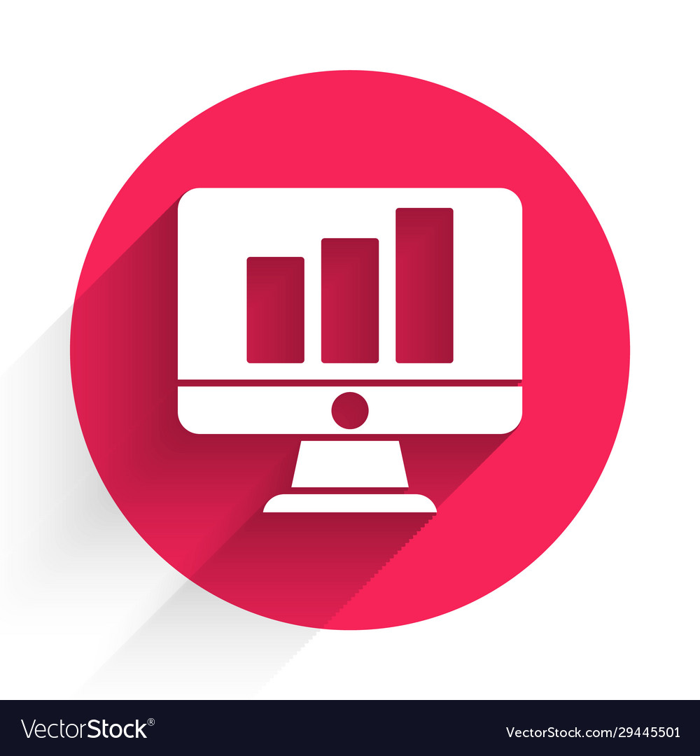 White computer monitor with graph chart icon