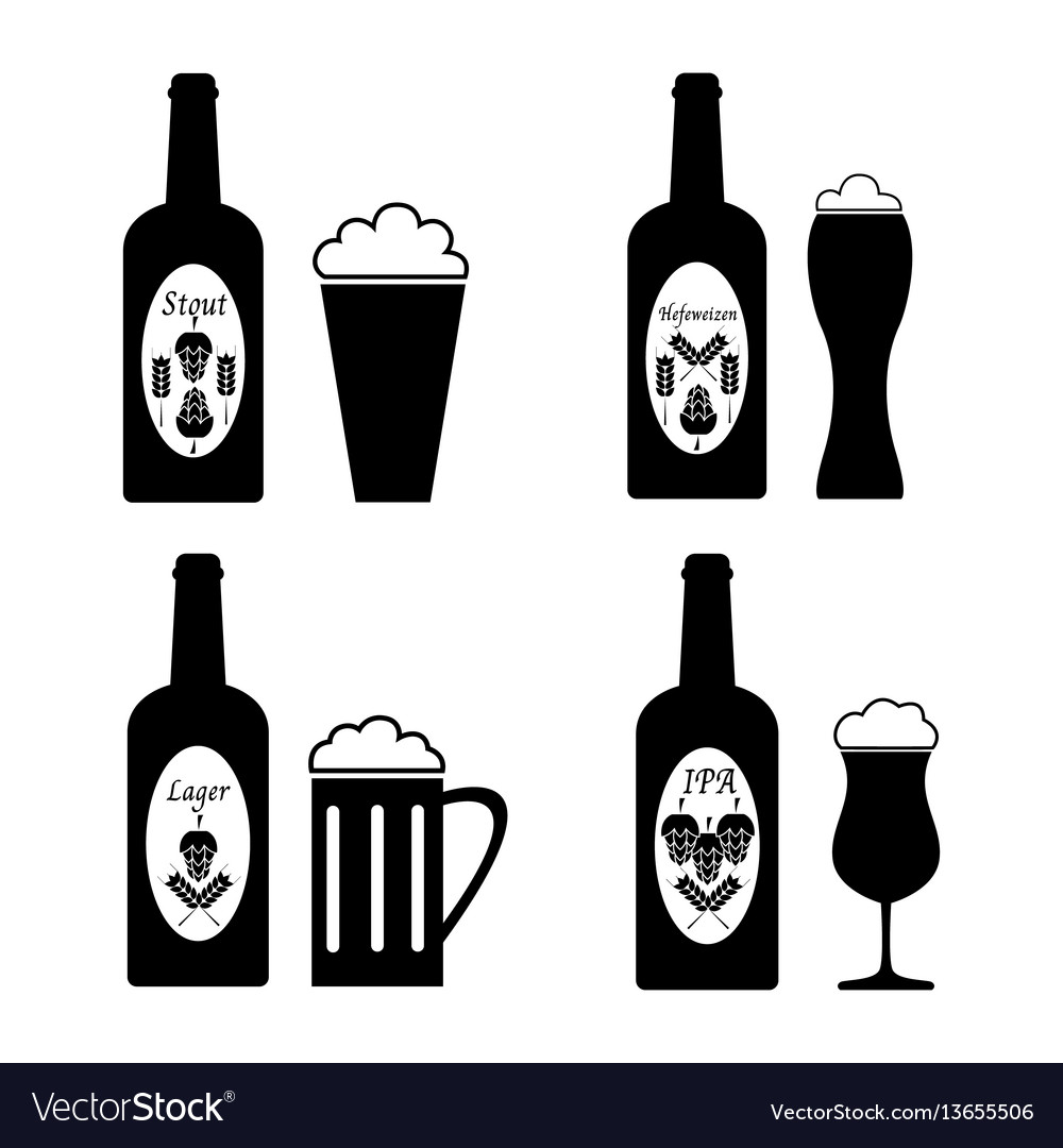 Collection of beer glass and bottle icons