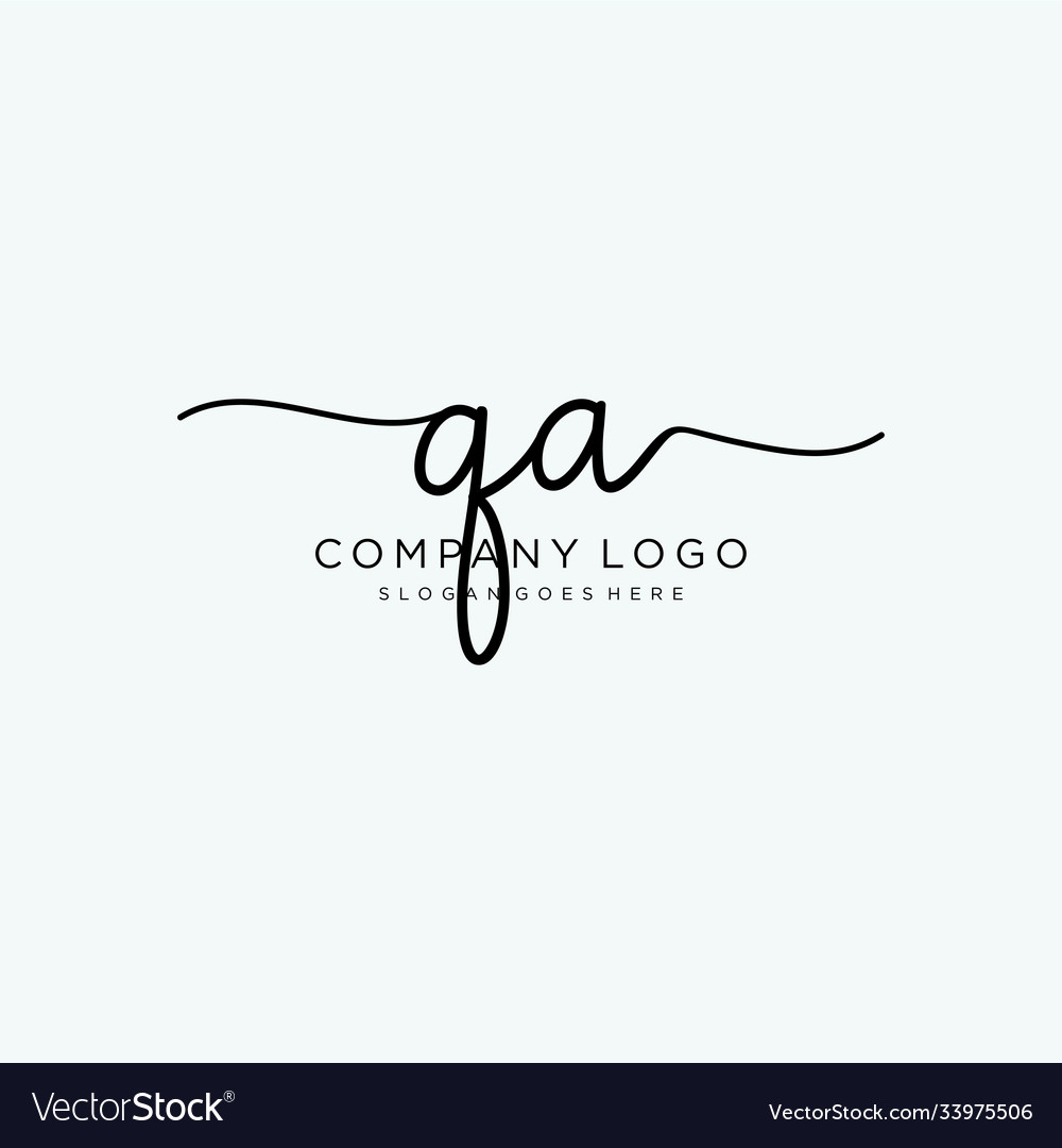 Initial qa handwriting logo with circle template