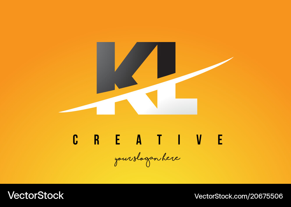 Kl K L Letter Modern Logo Design With Yellow Vector Image