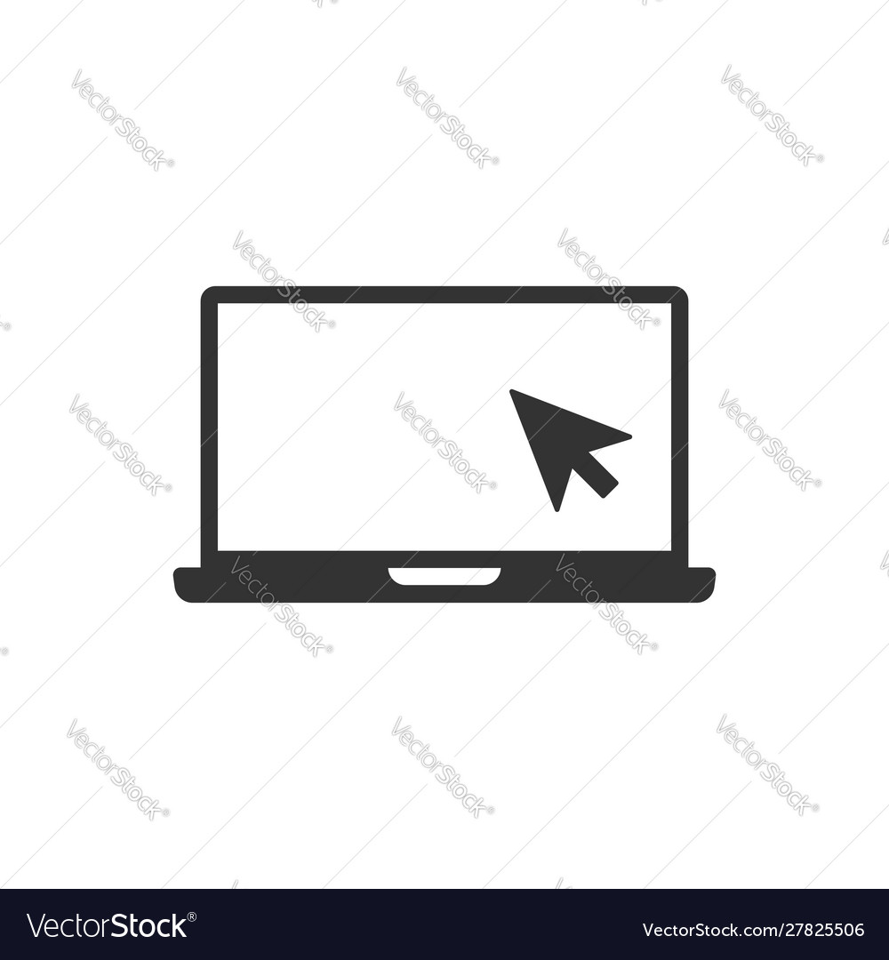 Laptop computer icon in flat style cursor