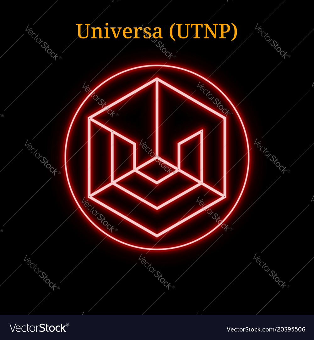 Red neon universa utnp cryptocurrency symbol
