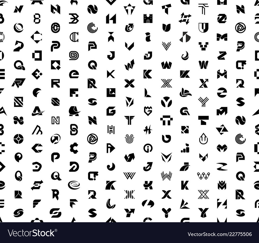 Seamless pattern with abstract logos letters