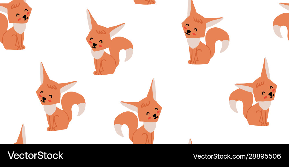 Seamless pattern with cute foxes Royalty Free Vector Image