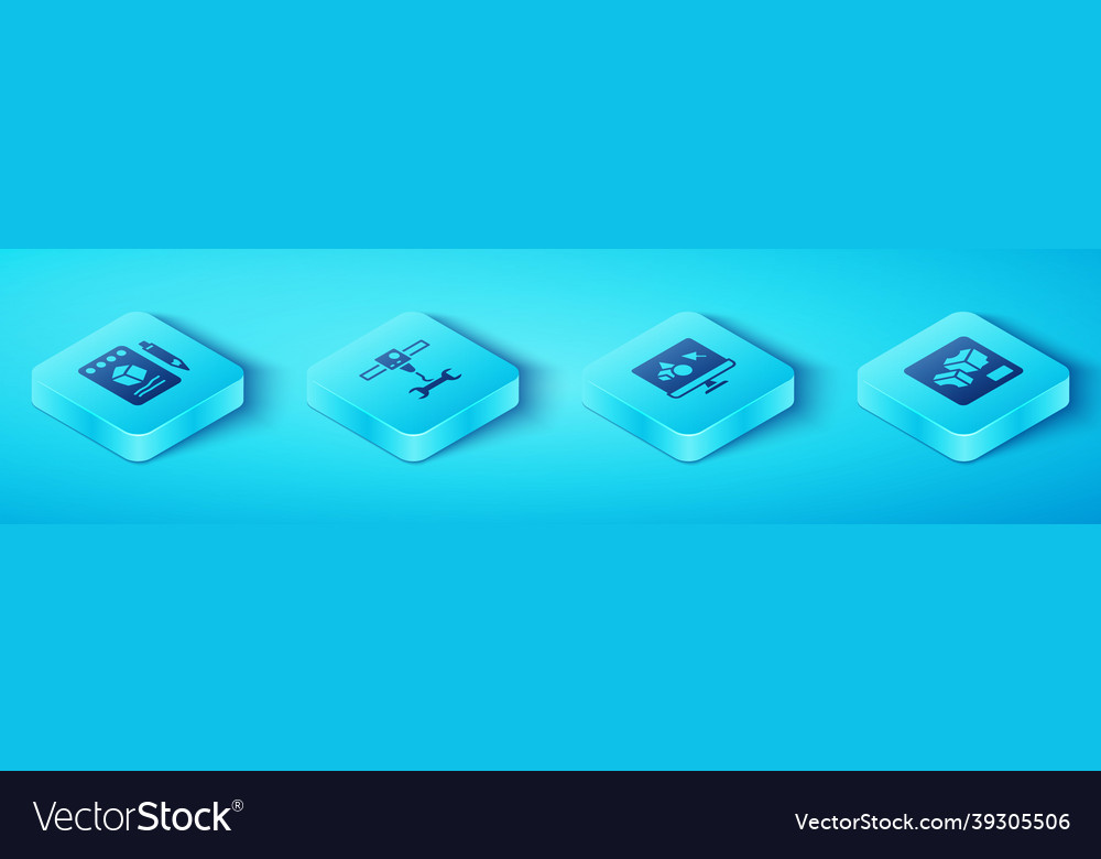 Set isometric sketch on paper 3d printer wrench