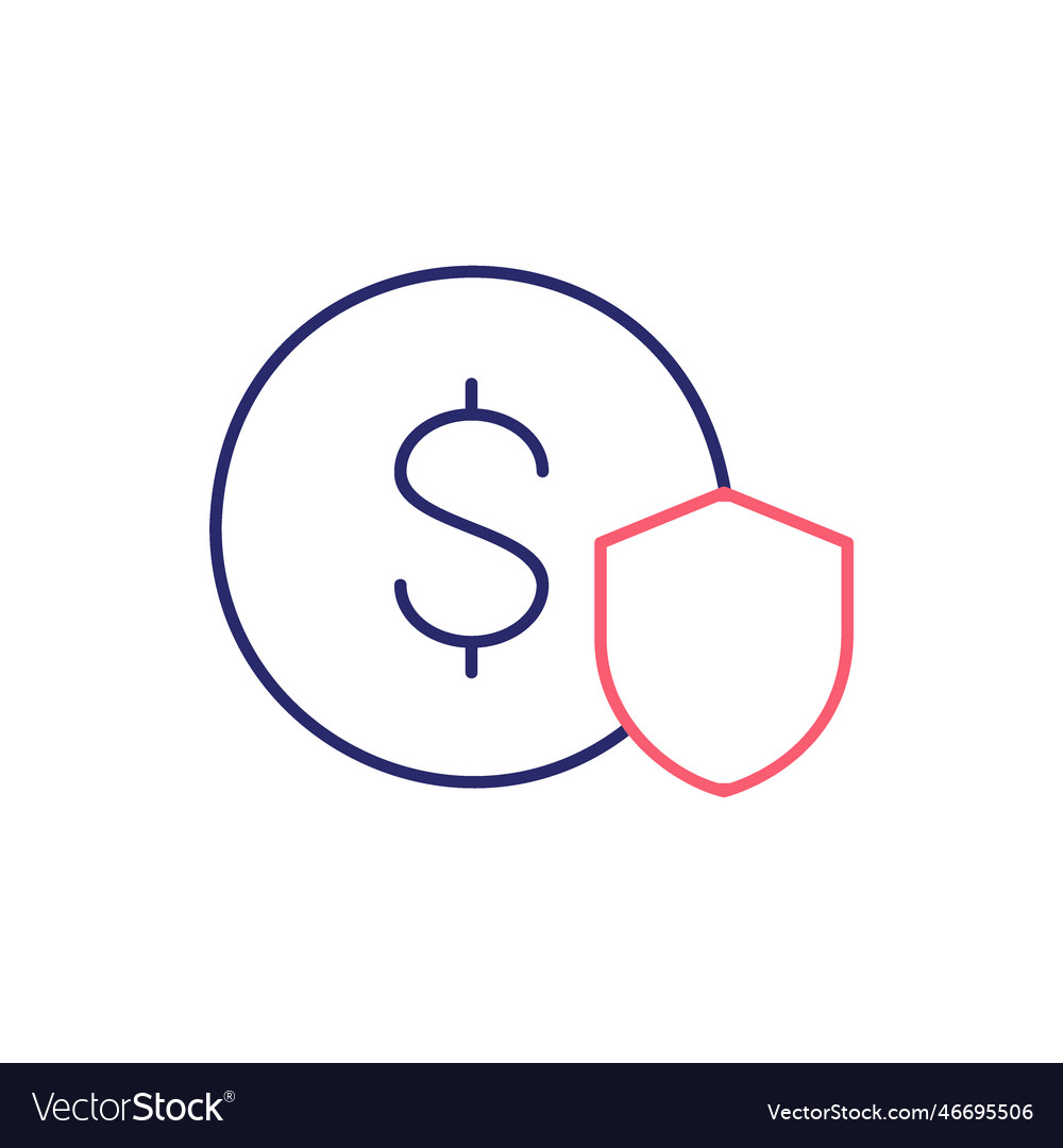 Shield with coin money safety insurance