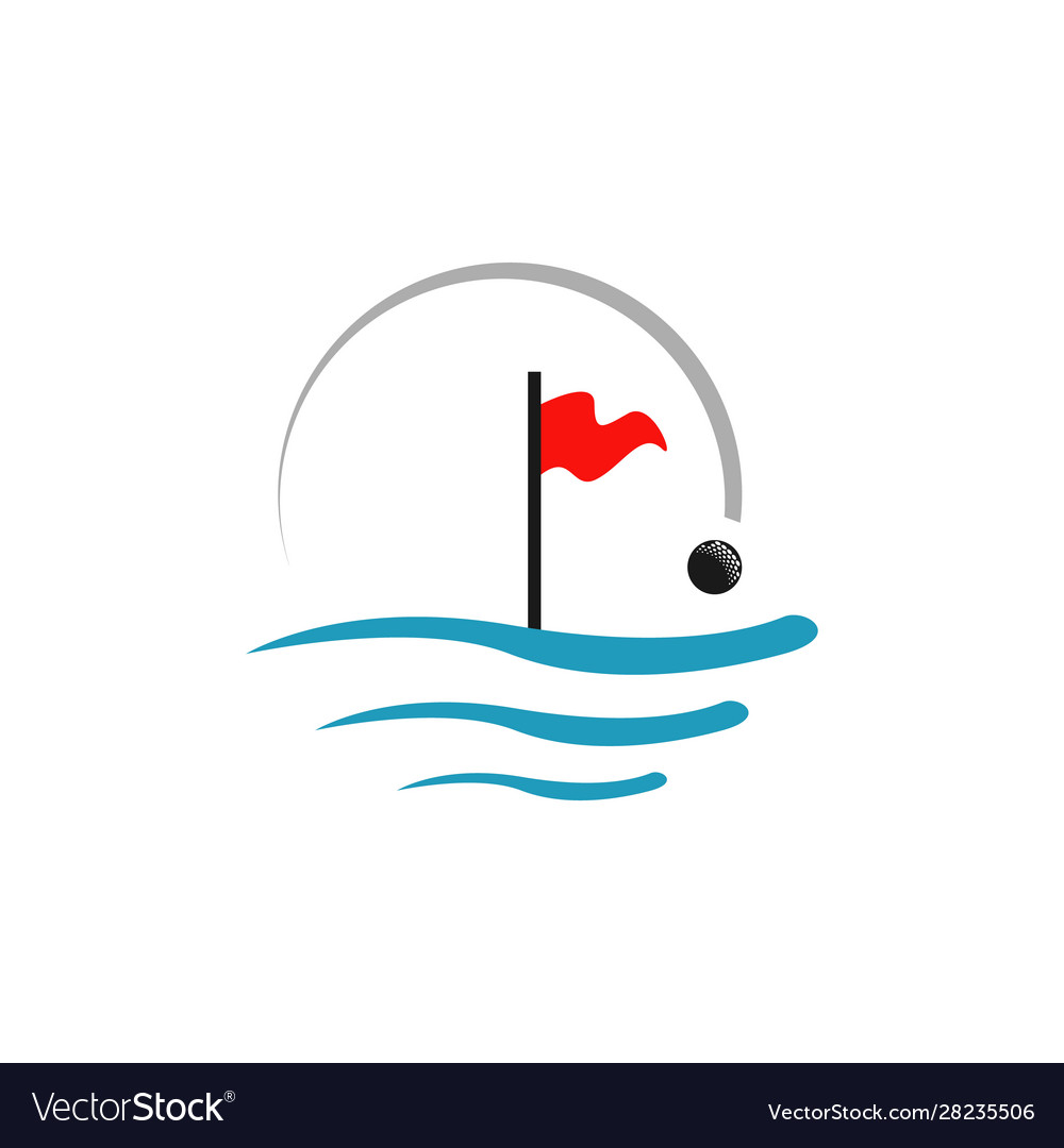 Water golf logo design flags float over Royalty Free Vector