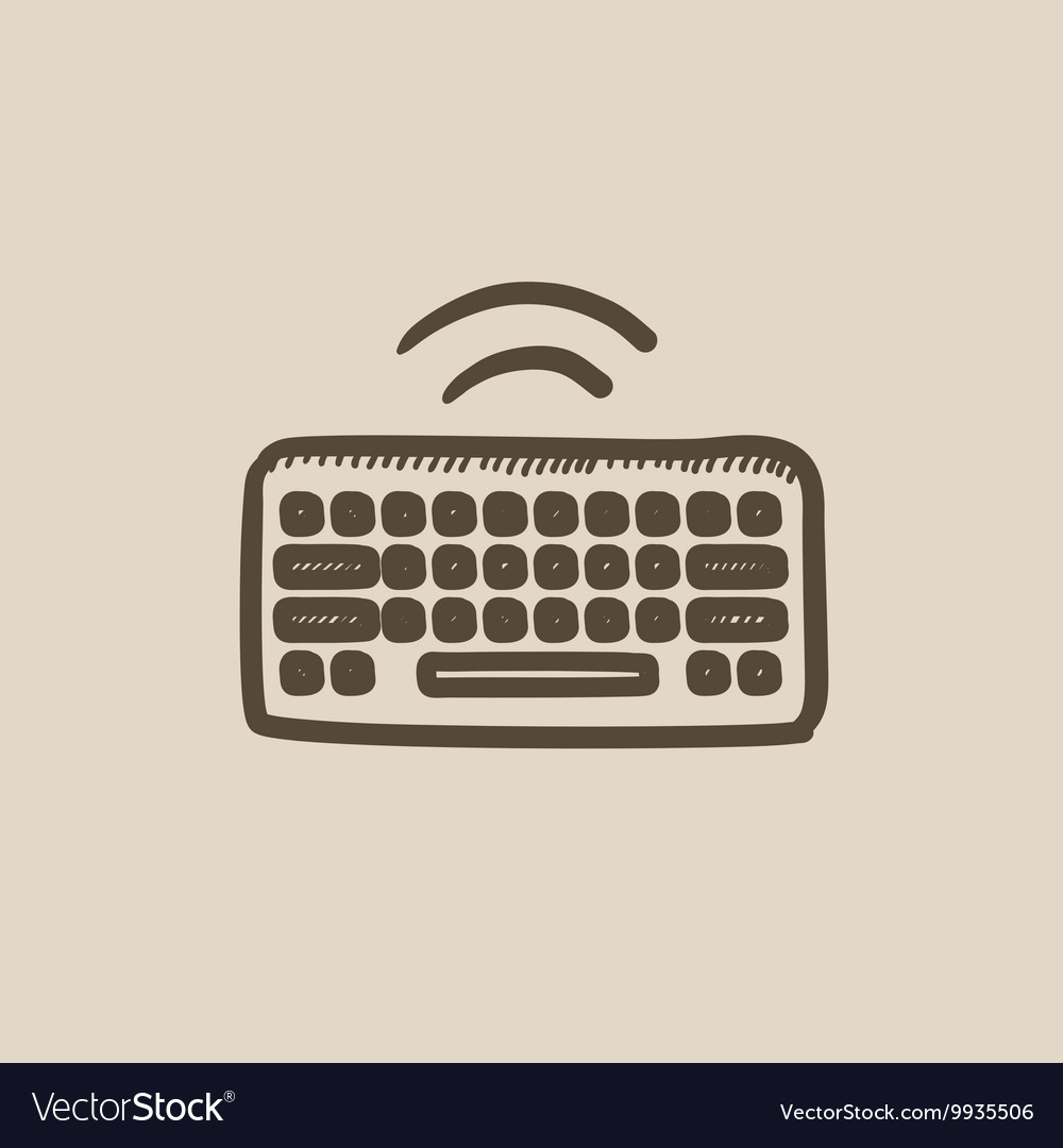 Wireless keyboard sketch icon