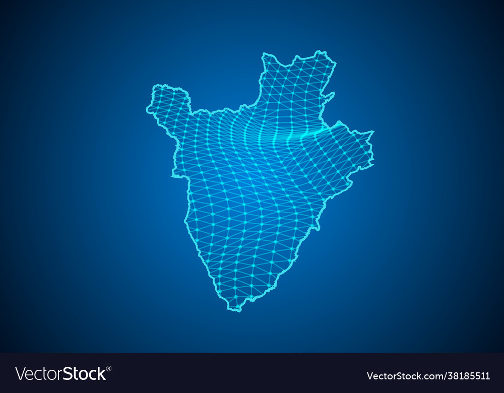 Abstract digital map burundi with particles