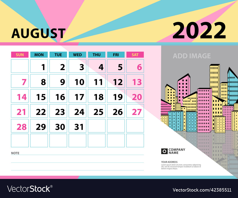 August 2022 template-calendar year