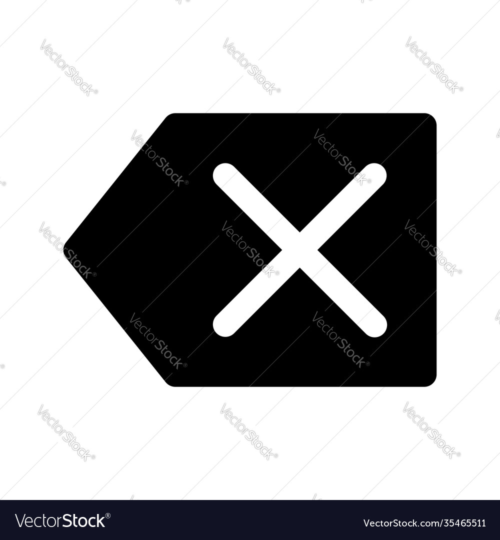 Backspace arrow icon left with cross vector image Backspace arrow icon left with cross