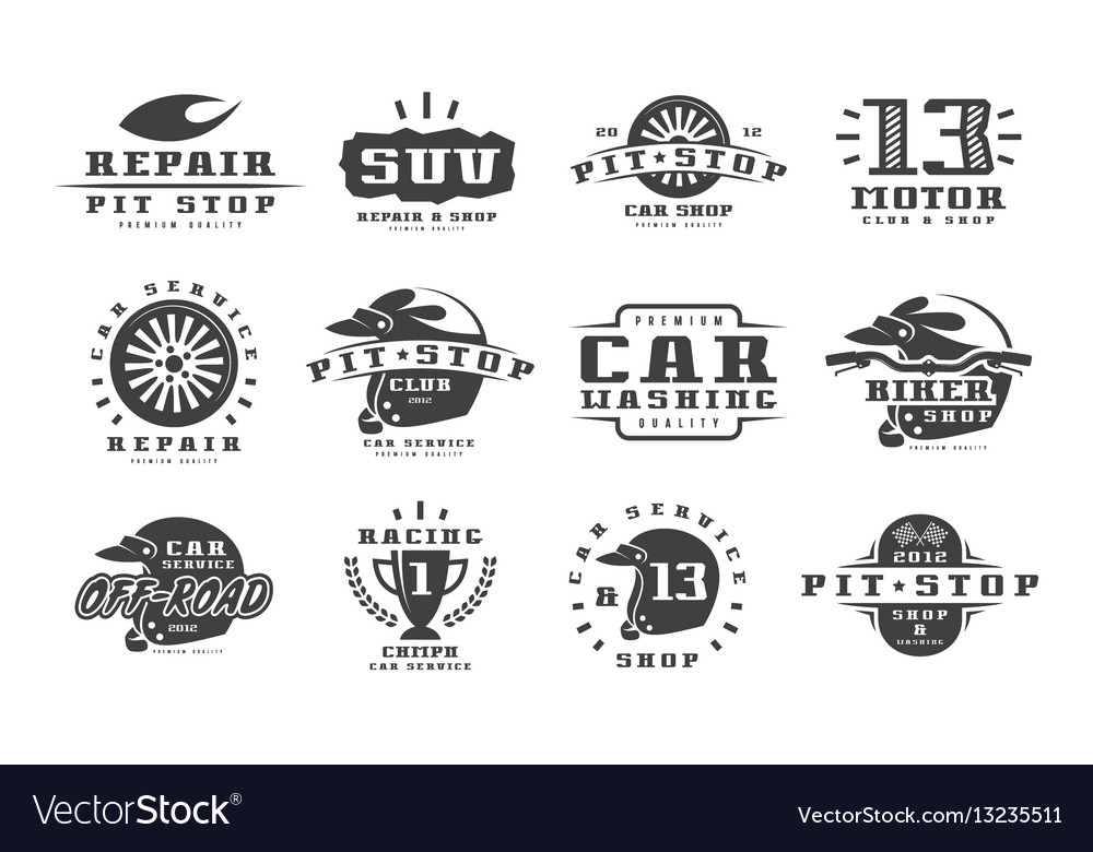 Car races and service badges Royalty Free Vector Image